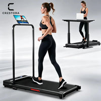 Crestora Foldable Walking Pad 2.0hp 1-6km/H Portable Treadmill with Handrail Under Desk Jogging Machine 120Kg Capacity for Home