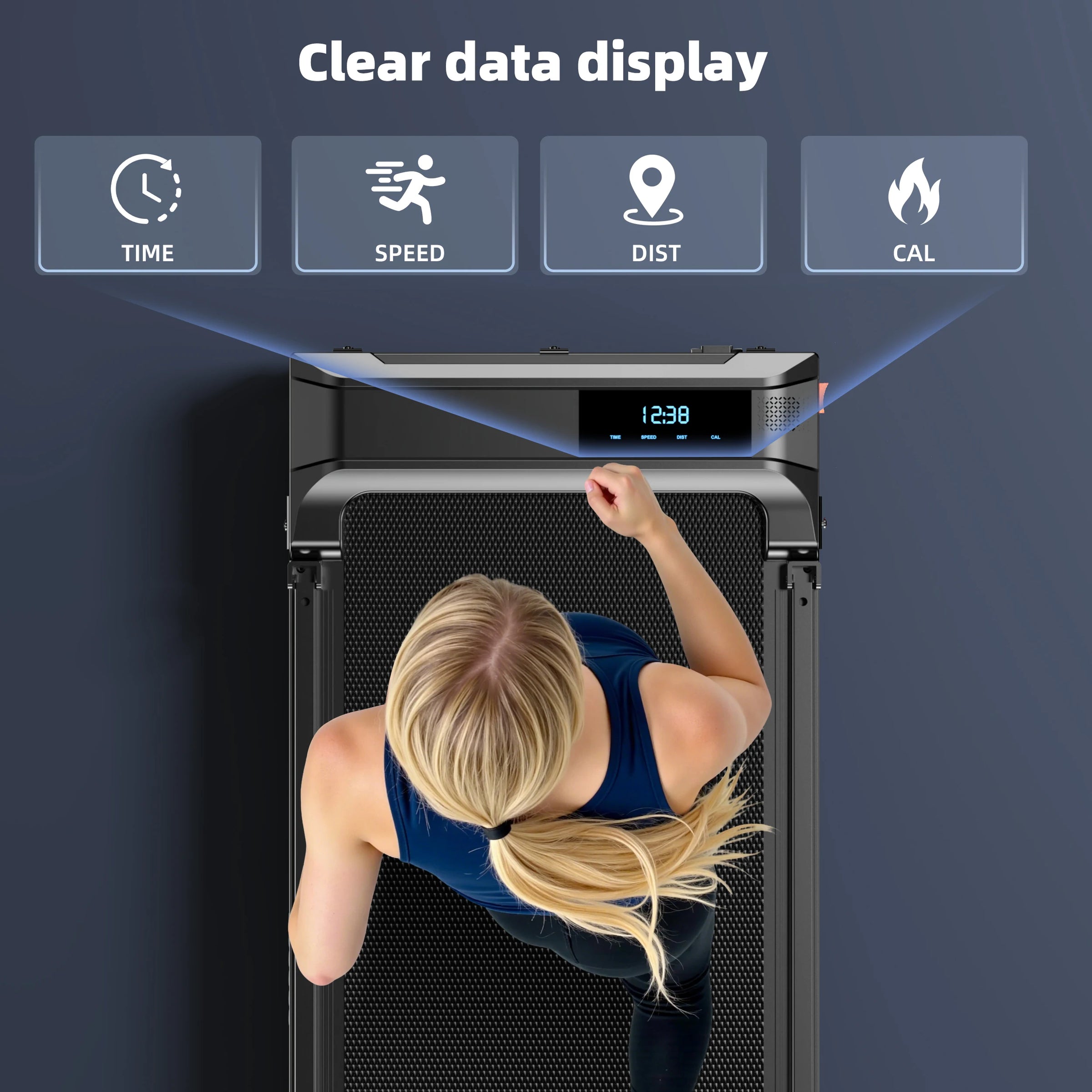 Crestora Foldable Walking Pad 2.0hp 1-6km/H Portable Treadmill with Handrail Under Desk Jogging Machine 120Kg Capacity for Home