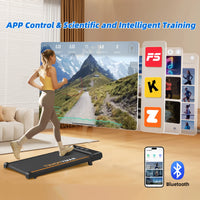 RAMYPOKET Walking Pad Treadmill with 9% Incline APP Control Silent Motor Triple Display Screen Max Load 120KG 1–8KM/H Folding Treadmill for Home Office Under Desk