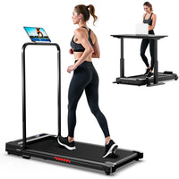 Crestora Foldable Walking Pad 2.0hp 1-6km/H Portable Treadmill with Handrail Under Desk Jogging Machine 120Kg Capacity for Home