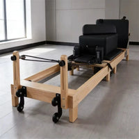 EU Stock: Foldable Pilates Reformer – Fitness equipment suitable for yoga studios, gyms, private clubs, and home use; includes the reformer and a ladder barrel; ideal for body toning and fitness training.