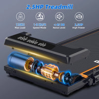 RAMYPOKET Walking Pad Treadmill with 9% Incline APP Control Silent Motor Triple Display Screen Max Load 120KG 1–8KM/H Folding Treadmill for Home Office Under Desk