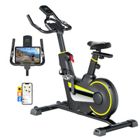 Indoor Stationary Exercise Bike with Smart APP, Ultra Quiet Spinning Bike, Adjustable Resistance, LCD Monitor & Heart Rate Sensor, Max Weight Capacity 160kg Home Fitness Cycling Bike