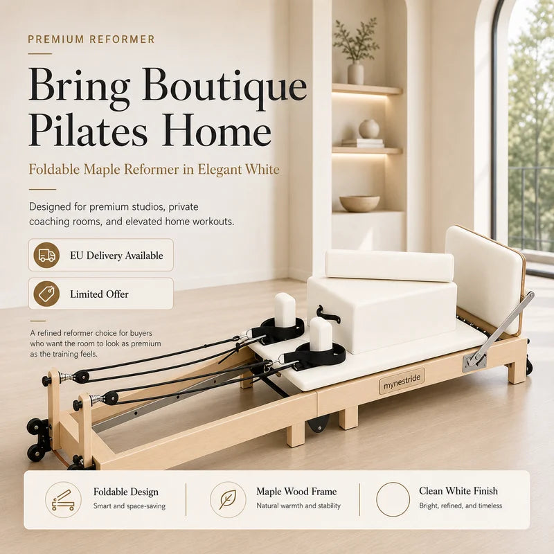 EU Stock: Foldable Pilates Reformer – Fitness equipment suitable for yoga studios, gyms, private clubs, and home use; includes the reformer and a ladder barrel; ideal for body toning and fitness training.