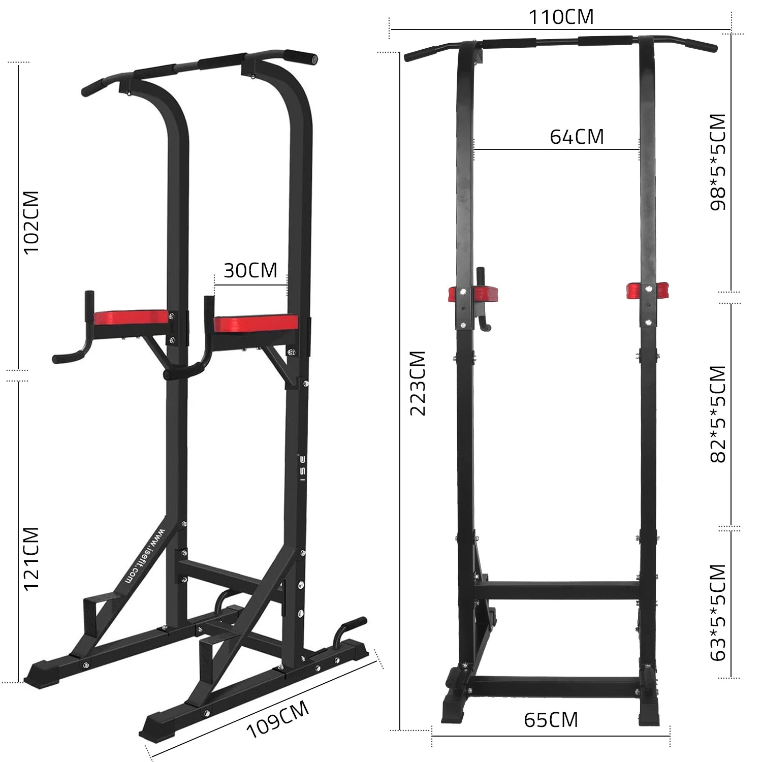 ISE 5 in1 Roman Chair Power Tower Workout Dip Traction Station Bodybuilding Station for Home Training, Pull Up Fitness Multifunction Roman Chair Bodybuilding & Pull-Up Bar on Stand