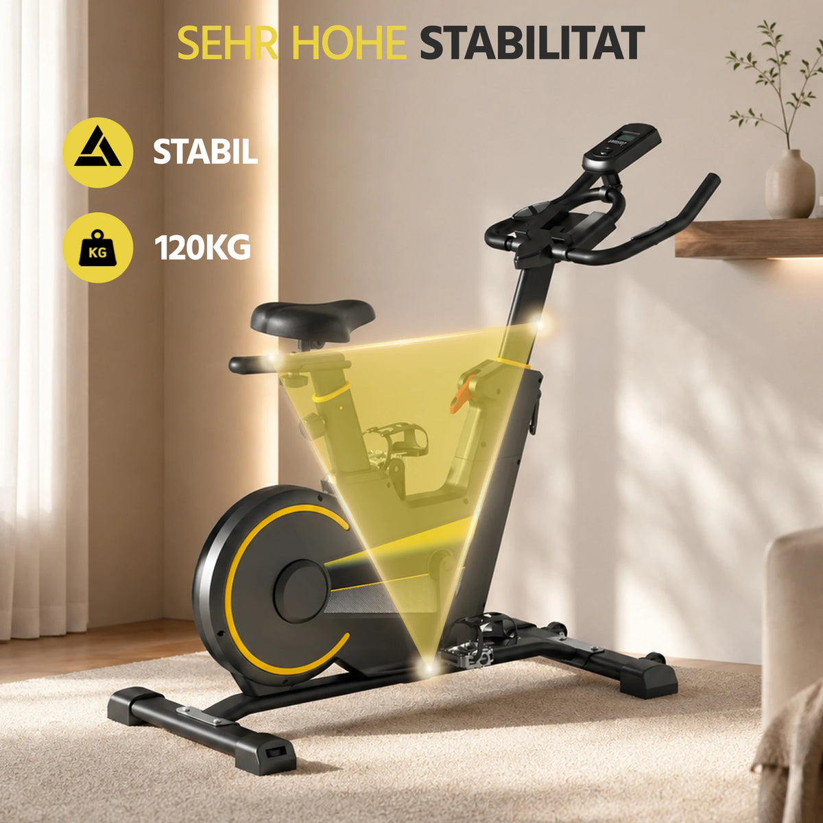 Indoor Stationary Exercise Bike with Smart APP, Ultra Quiet Spinning Bike, Adjustable Resistance, LCD Monitor & Heart Rate Sensor, Max Weight Capacity 160kg Home Fitness Cycling Bike