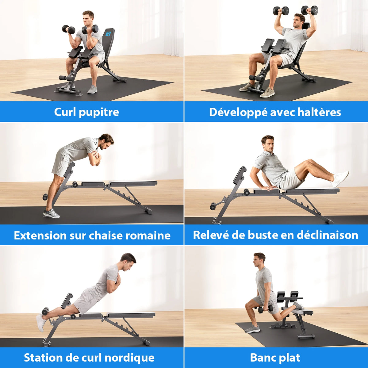 Banc de Musculation Multifonction Réglable