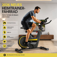 Indoor Stationary Exercise Bike with Smart APP, Ultra Quiet Spinning Bike, Adjustable Resistance, LCD Monitor & Heart Rate Sensor, Max Weight Capacity 160kg Home Fitness Cycling Bike