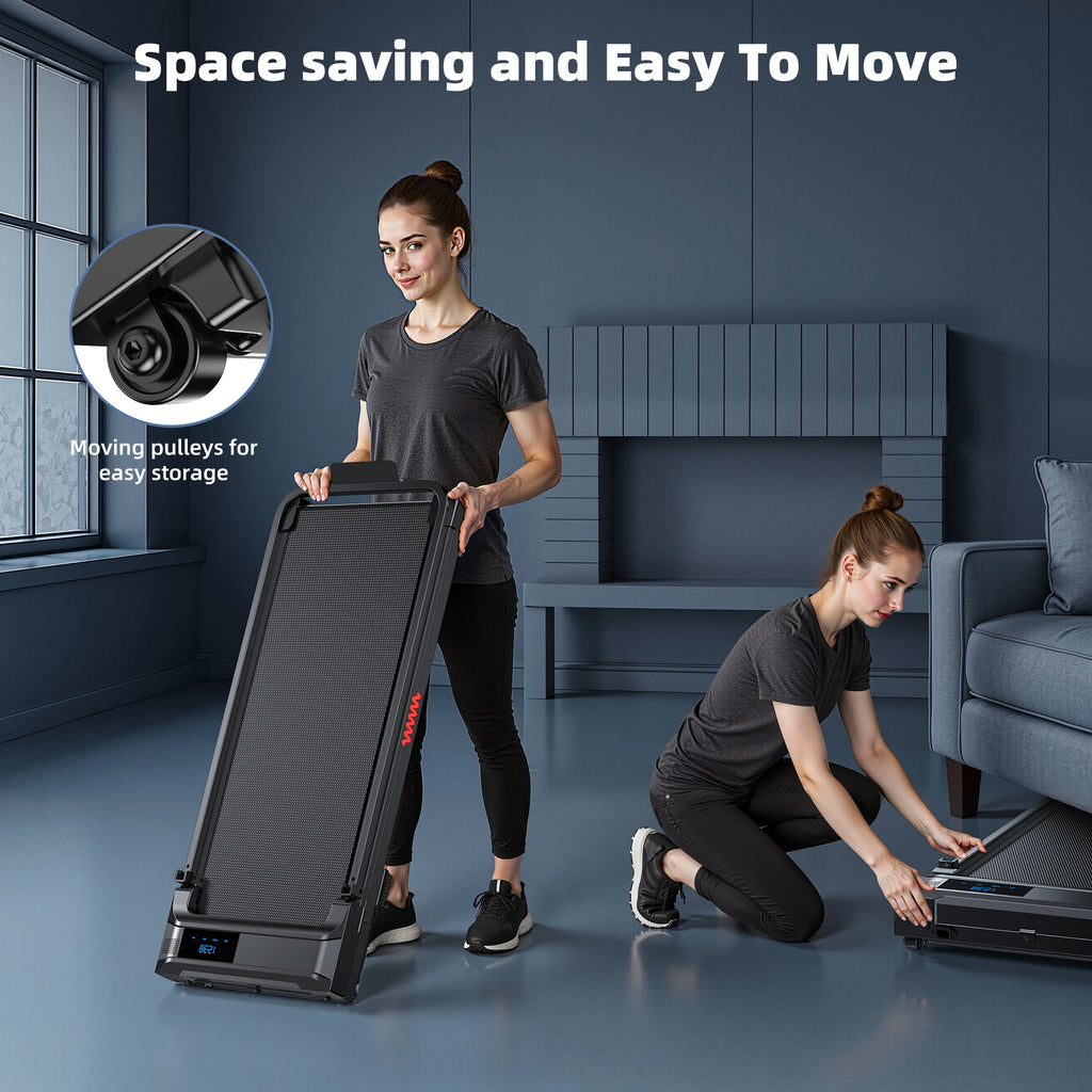 Crestora Foldable Walking Pad 2.0hp 1-6km/H Portable Treadmill with Handrail Under Desk Jogging Machine 120Kg Capacity for Home