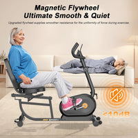 GartistGo 5-in-1 Exercise Bike with 16 Levels Magnetic Resistance and 150kg Load Capacity, Recumbent Exercise Bike with Backrest and LCD Display, Heart Rate Handles With Yoga Mat