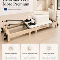 EU Stock: Foldable Pilates Reformer – Fitness equipment suitable for yoga studios, gyms, private clubs, and home use; includes the reformer and a ladder barrel; ideal for body toning and fitness training.