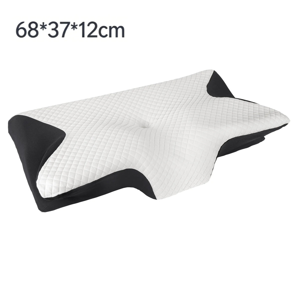 Ergonomic Butterfly Neck Support Pillow, Slow Rebound Memory Foam Cervical Pillow, Breathable Skin-friendly Washable Pillowcase for Neck Pain Relief Deep Sleep