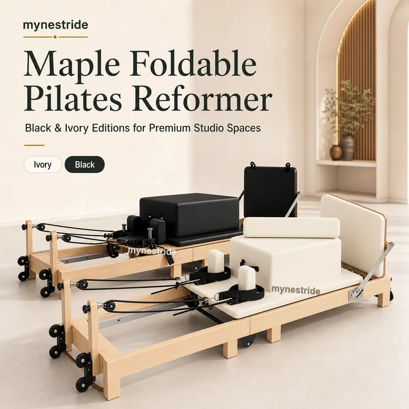 EU Stock: Foldable Pilates Reformer – Fitness equipment suitable for yoga studios, gyms, private clubs, and home use; includes the reformer and a ladder barrel; ideal for body toning and fitness training.