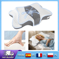 Ergonomic Butterfly Neck Support Pillow, Slow Rebound Memory Foam Cervical Pillow, Breathable Skin-friendly Washable Pillowcase for Neck Pain Relief Deep Sleep