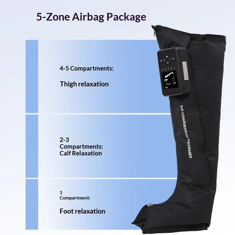 Air Compression Leg Massage Boots Pneumatic Circulation Therapy Device Rechargeable Used To Alleviate Leg Pain And Relax Muscle
