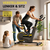 Indoor Stationary Exercise Bike with Smart APP, Ultra Quiet Spinning Bike, Adjustable Resistance, LCD Monitor & Heart Rate Sensor, Max Weight Capacity 160kg Home Fitness Cycling Bike