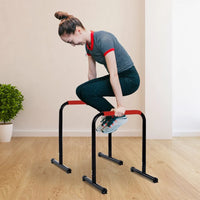 HOMCOM Parallel Bars Training Bracket with Extra Wide Handle for Tilt Push-UPS 63x41x73 cm Black
