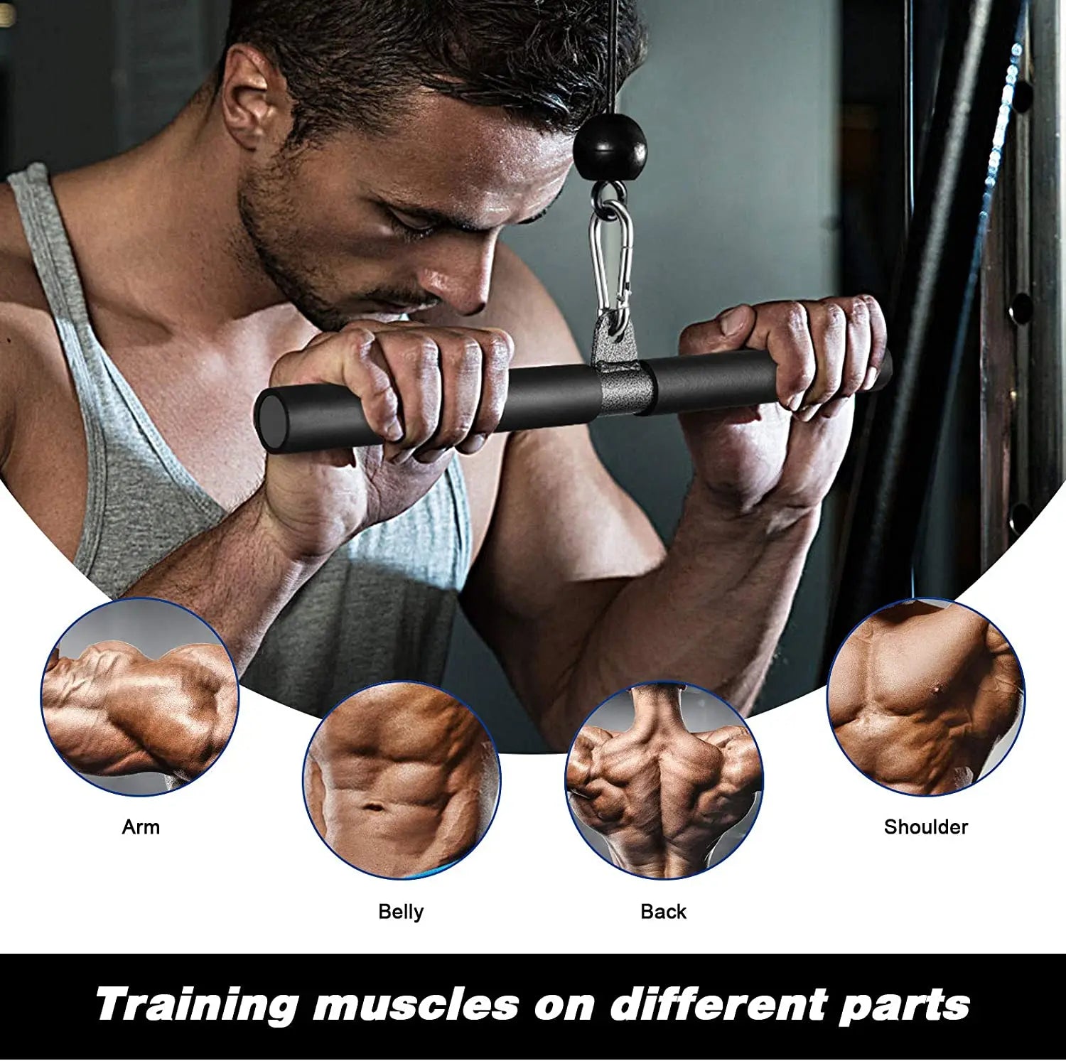 Fitness Straight Bar LAT Pull Down Bar Cable Machine Attachment Tricep Press Down Accessories for Home Gym Workout Training
