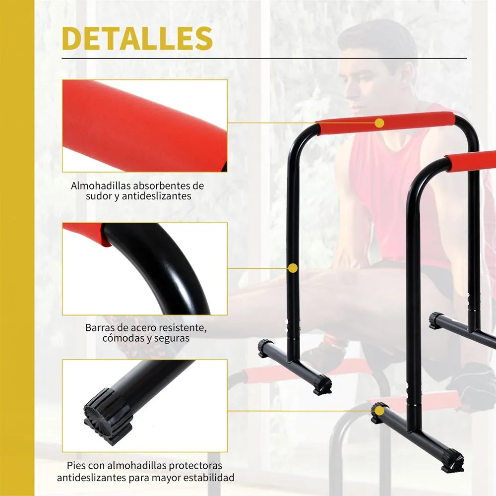 HOMCOM Parallel Bars Training Bracket with Extra Wide Handle for Tilt Push-UPS 63x41x73 cm Black