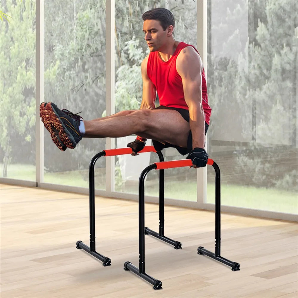 HOMCOM Parallel Bars Training Bracket with Extra Wide Handle for Tilt Push-UPS 63x41x73 cm Black