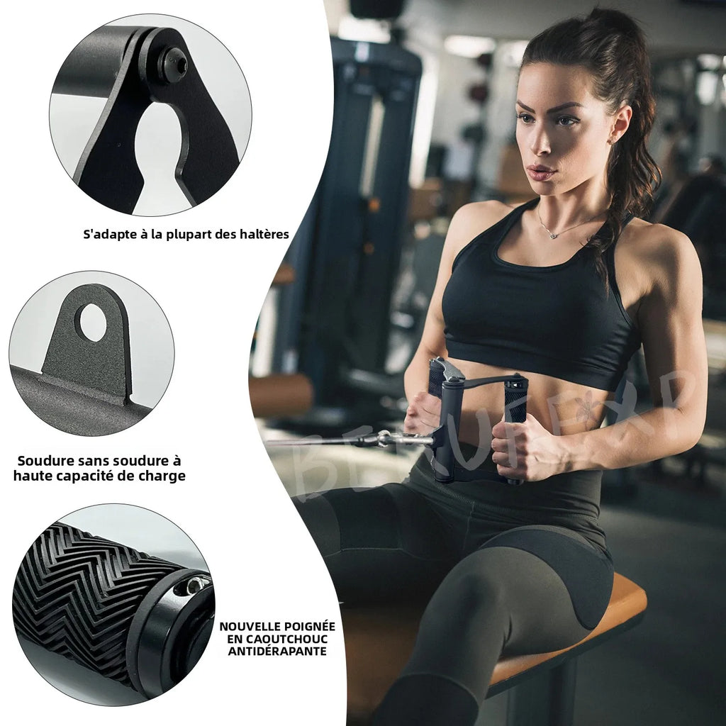 V Bar T-Bar Row Landmine Handle Attachment for Barbell Bars, Double D Handle Non-Slip Soft Rubber Cable Machine Attachments