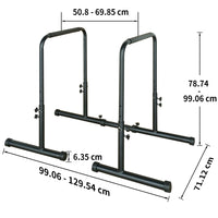 78-99cm Height Adjustable Dip Bar Station 50.8-69cm Adjustable Top Width 99-129cm Extendable Base Parallel Bars 249KG Weight Load Reinforced Steel Non Slip Rubber Feet Multi Functional Home Gym Workout Equipment for Push Up P