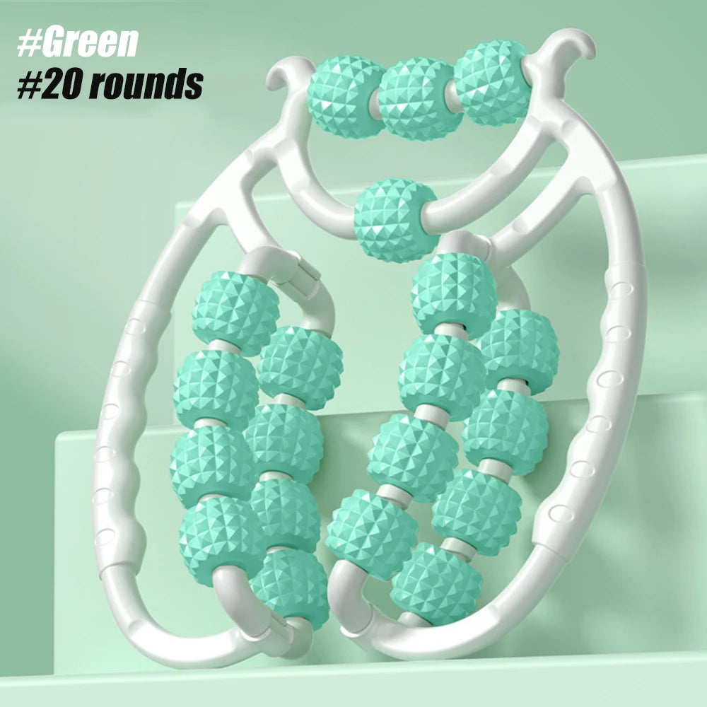 1pcs Trigger Point Massage Foam Roller Stick for Arms, Tennis Elbow Muscle Roller,Hard Spiky Massage Ball and 20 Wheel Cellulite