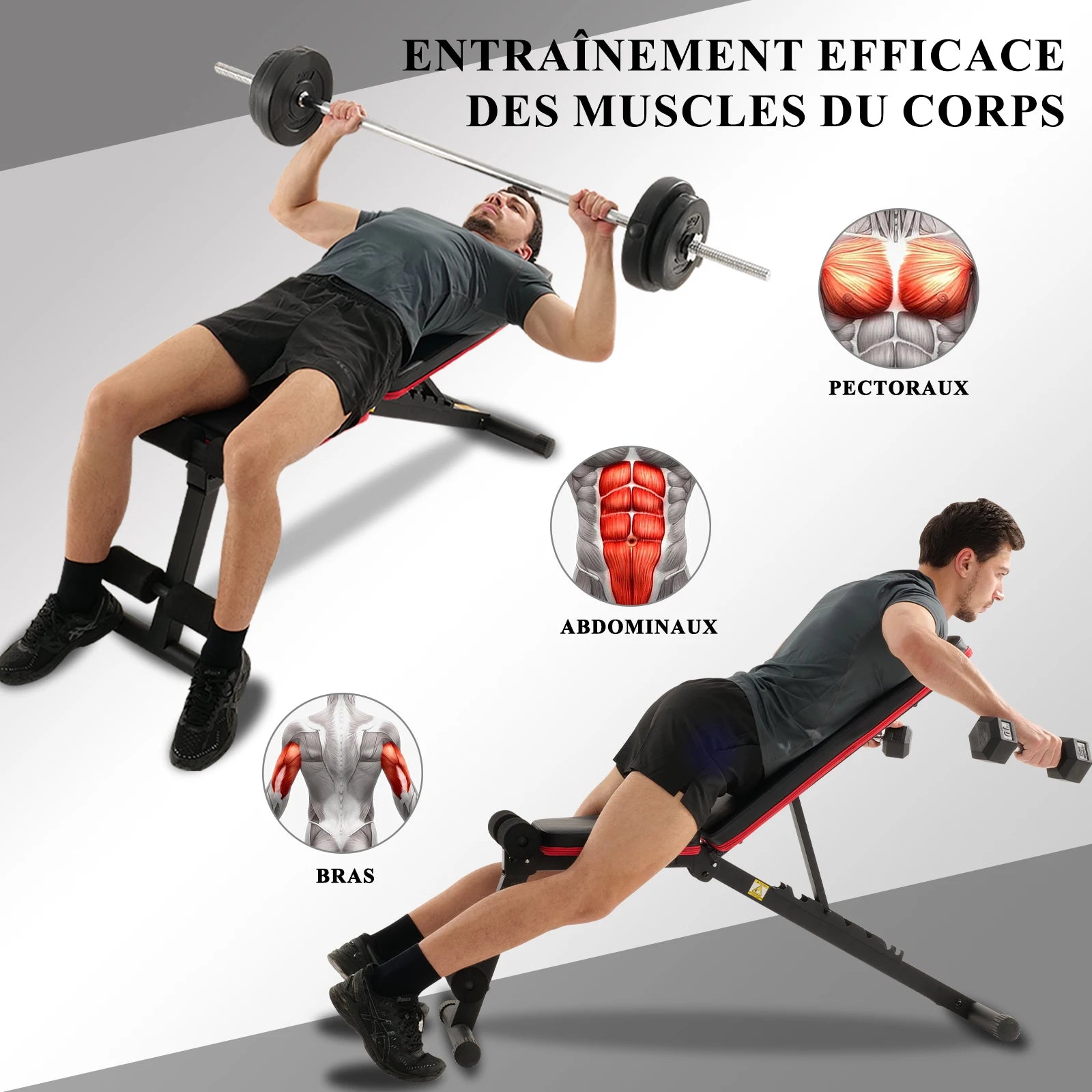 Banc de Musculation Pliable Réglable