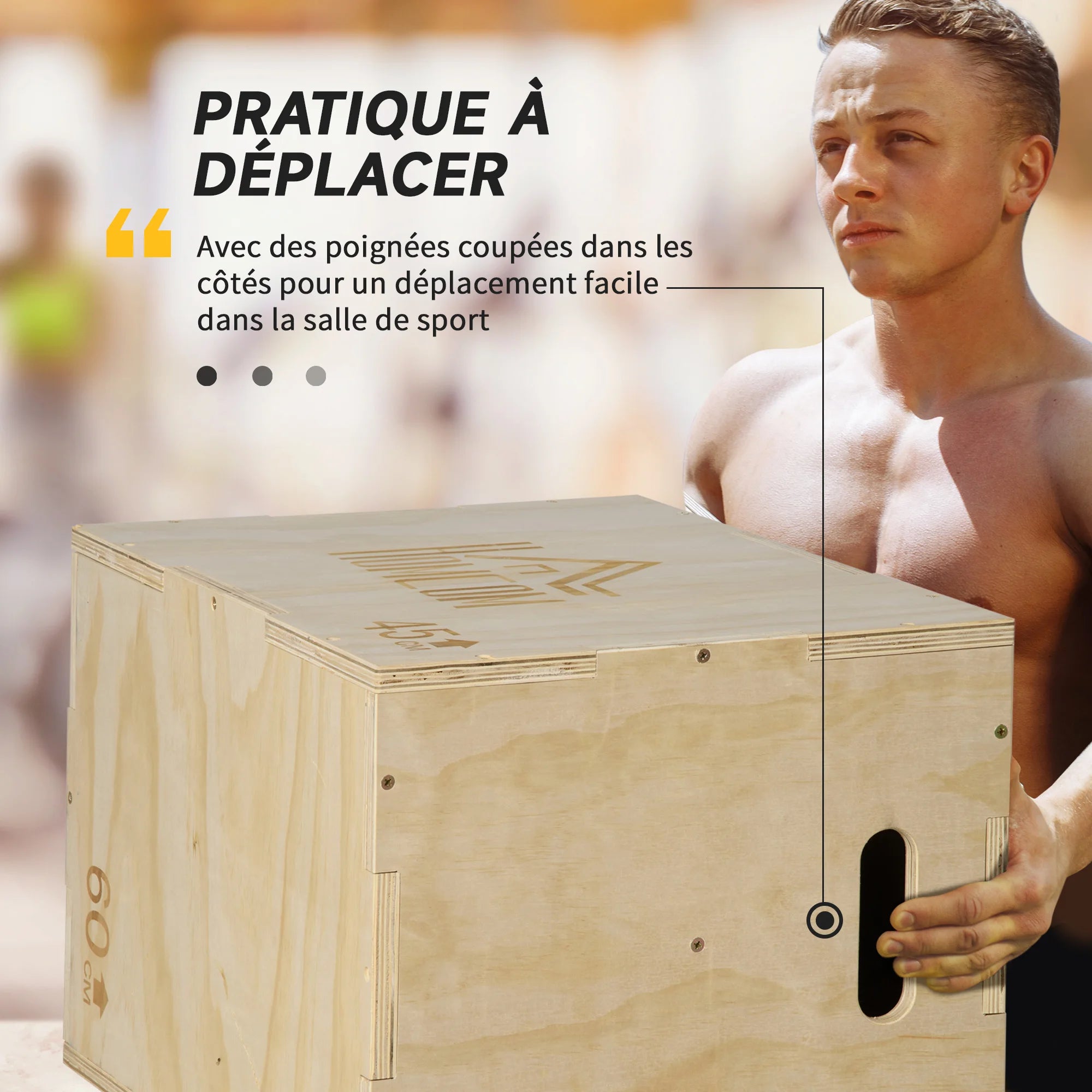 HOMCOM Box jump 1 plyometry 3 box bodybuilding jump fitness & Cross-workout plyobox for Box training 40/45/60 cm drink