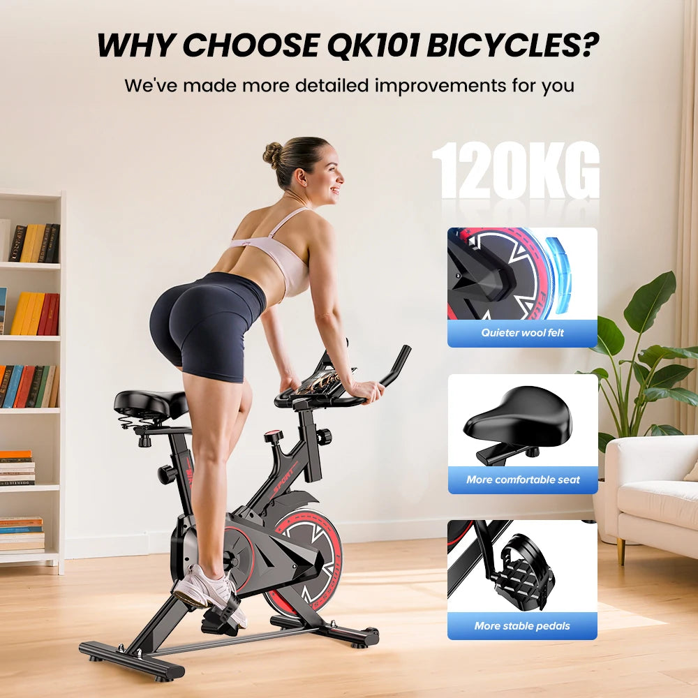 Indoor Exercise Bike 10kg Flywheel Quiet Belt Drive Spin Bike with Adjustable Resistance & LCD Display for Home Cardio Training