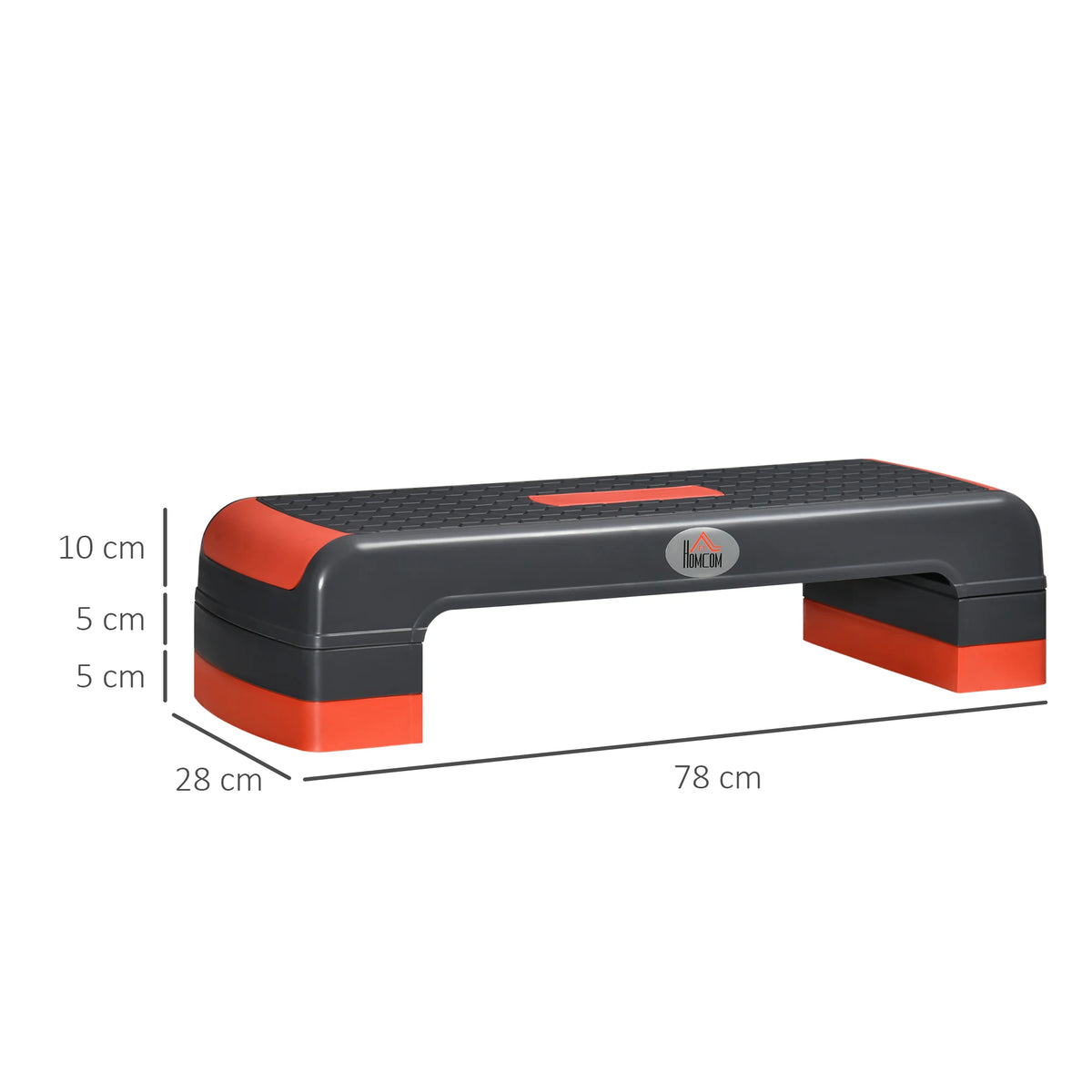 HOMCOM aerobic aerobic fitness height adjustable 10/15/20 levels cm non-slip surface plastic 78x28x20 cm gray and red