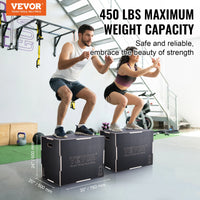 SucceBuy 3 in 1 Plyometric Jump Box Wooden Plyo Box Black For Home Gym Training Conditioning Strength Training