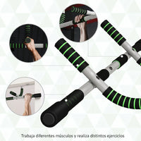 Homcom Multifunctional Pull-Up Bar Wall-Mounted Pull-Up Bar with Non-Slip Handles Load 110 kg for Exercise and Training at Home Gym Black and Green