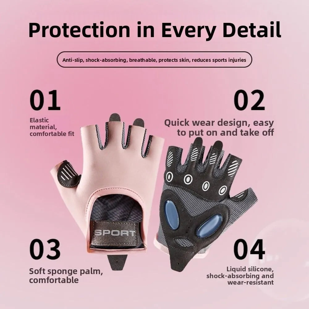 1 Pair Half-Finger Fitness Gloves Breathable Cushioning Cycling Gloves Cocoon Prevention Weight Lifting Sports Gloves Fitness