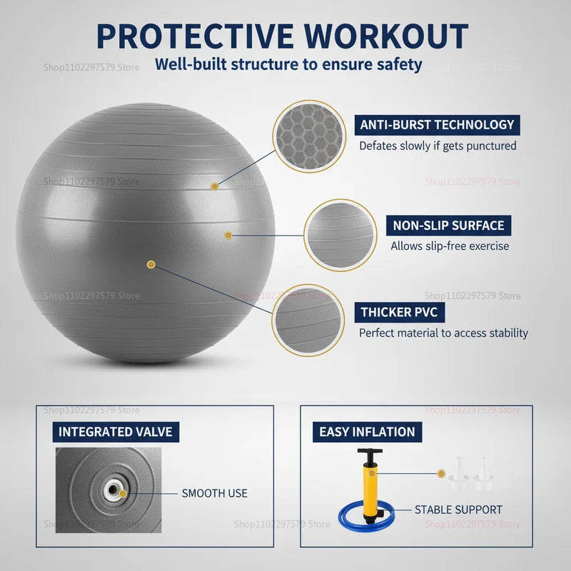 High Quality Explosion-proof Inflatable Yoga Ball, Suitable for Exercise and Balance, Suitable for Gym, Yoga and Home Training
