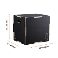 SucceBuy 3 in 1 Plyometric Jump Box Wooden Plyo Box Black For Home Gym Training Conditioning Strength Training