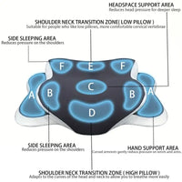 Ergonomic memory foam butterfly neck pillow, C-shaped/adjustable dual height, transparent cover support - side/supine/pillow sle