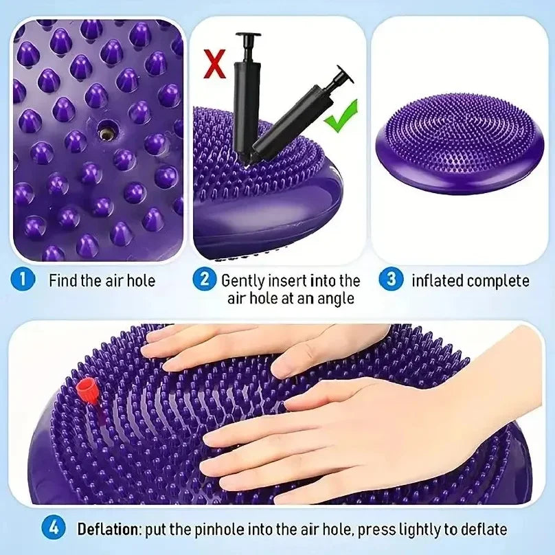 Thickened Explosion-Proof Balance Pad with Inflatable Ball - Yoga & Massage Seat Cushion plus Balance Plate
