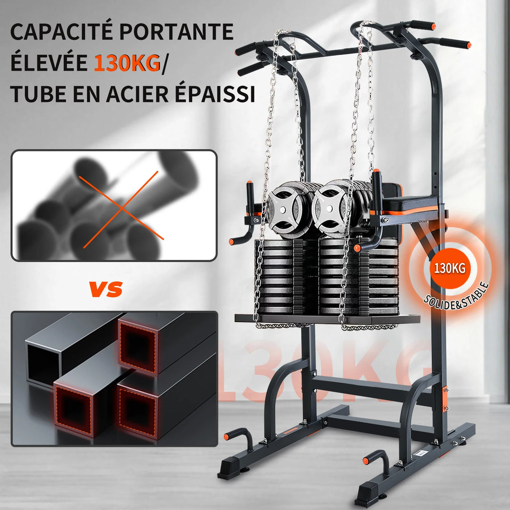 ISE Power Tower Pull-up Bar Roman Chair Adjustable Height Multifunctional Dip Abdominal Strength Training Station Home Workout, Armrests, Fitness, Roman Chair Weight Training