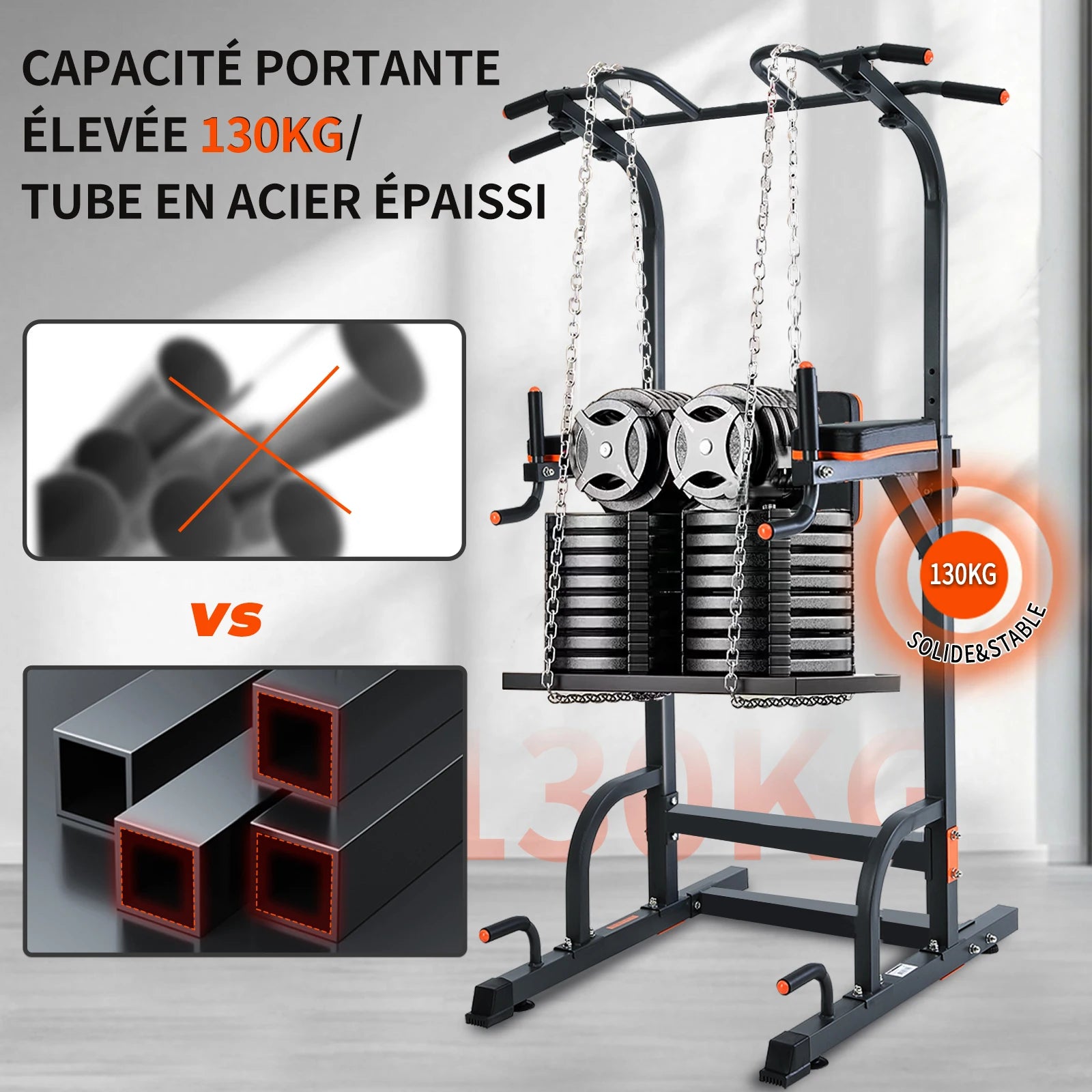 ISE Power Tower Pull-up Bar Roman Chair Adjustable Height Multifunctional Dip Abdominal Strength Training Station Home Workout, Armrests, Fitness, Roman Chair Weight Training