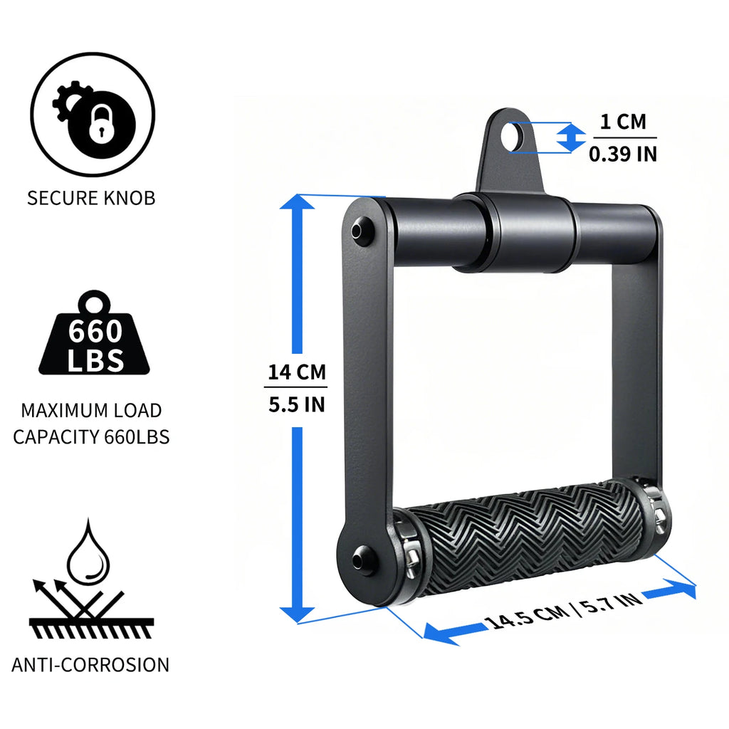 1 Pcs Double D Handle Fitness Gym Equipment with 360 Swivel Soft Rubber Grip for Home Exercise Cable Machine Attachments
