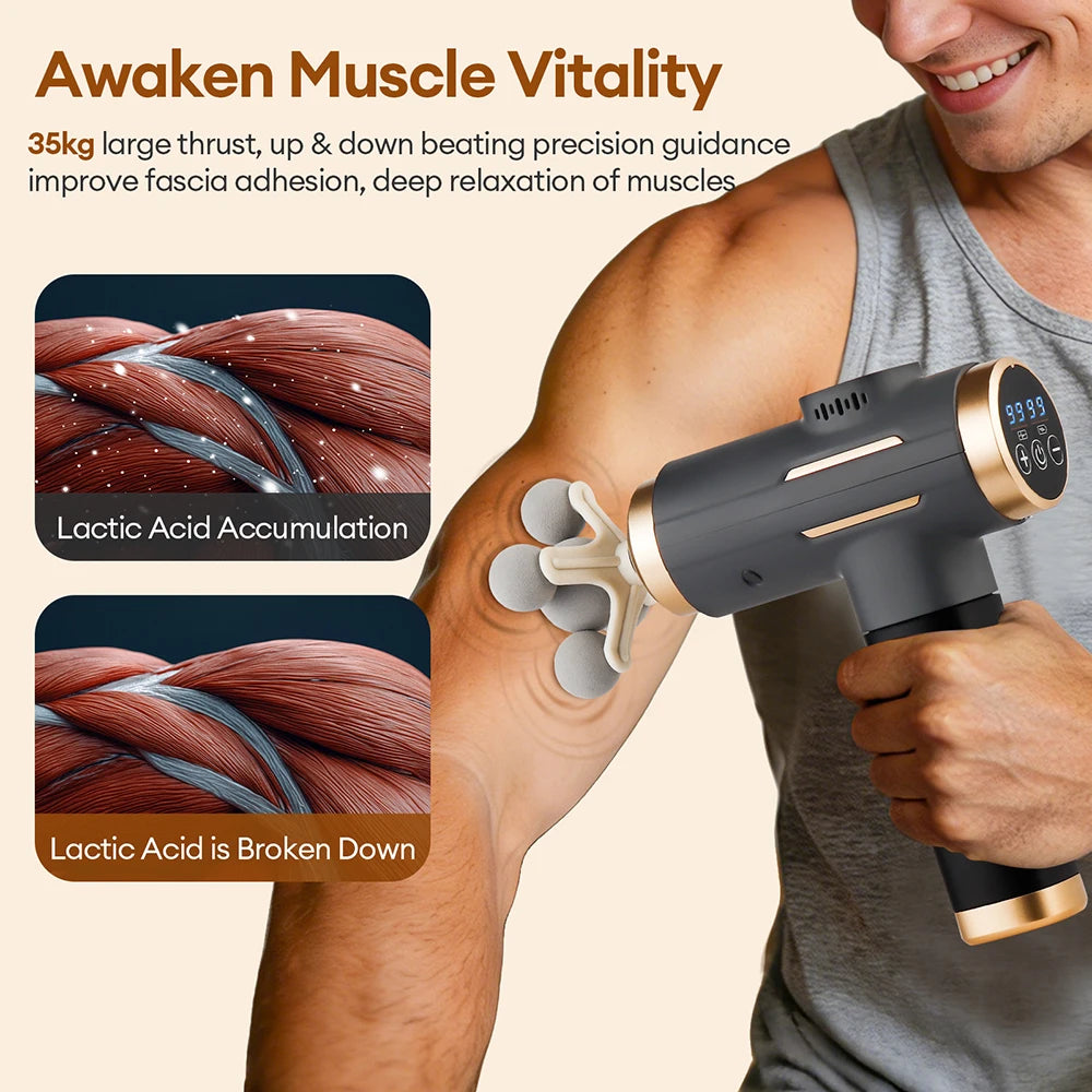 Electric Fascia Gun 99 Levels Deep Tissue Muscle Massage Gun High-Frequency Vibration for Shoulder Waist Leg Body masajeador