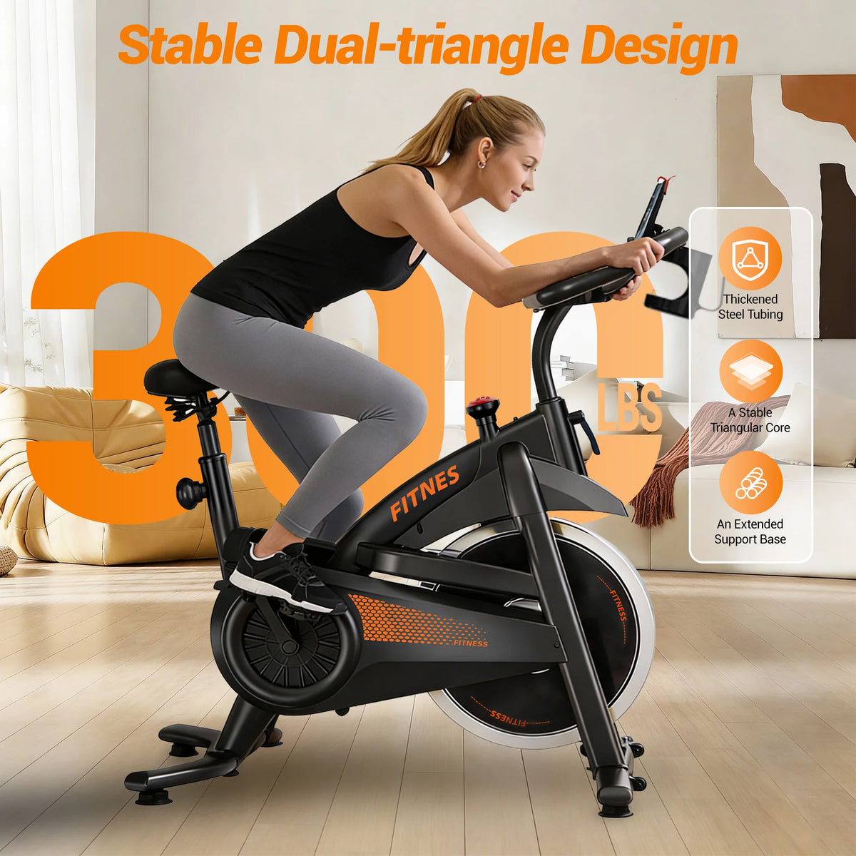 ROBORE CBE10 Folding Exercise Bike, Indoor Spinning Bike, Ergometer with Heart Rate Monitor & Smart LED Display, Home Trainer for Home Use, Comfortable Seat, Up to 136 kg, Extremely Stable, Suitable for All Body Heights, Prac