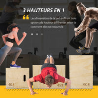 HOMCOM Box jump 1 plyometry 3 box bodybuilding jump fitness & Cross-workout plyobox for Box training 40/45/60 cm drink