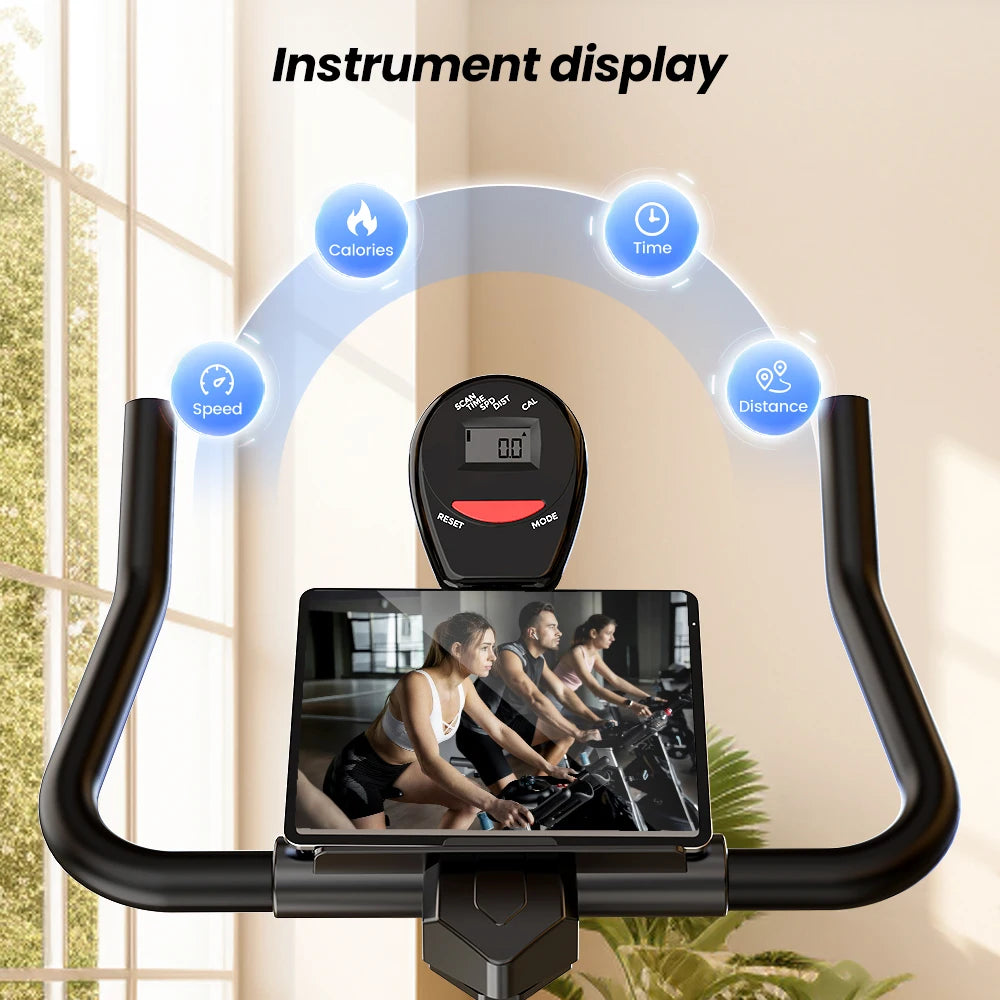 Indoor Exercise Bike 10kg Flywheel Quiet Belt Drive Spin Bike with Adjustable Resistance & LCD Display for Home Cardio Training