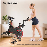 Indoor Exercise Bike 10kg Flywheel Quiet Belt Drive Spin Bike with Adjustable Resistance & LCD Display for Home Cardio Training