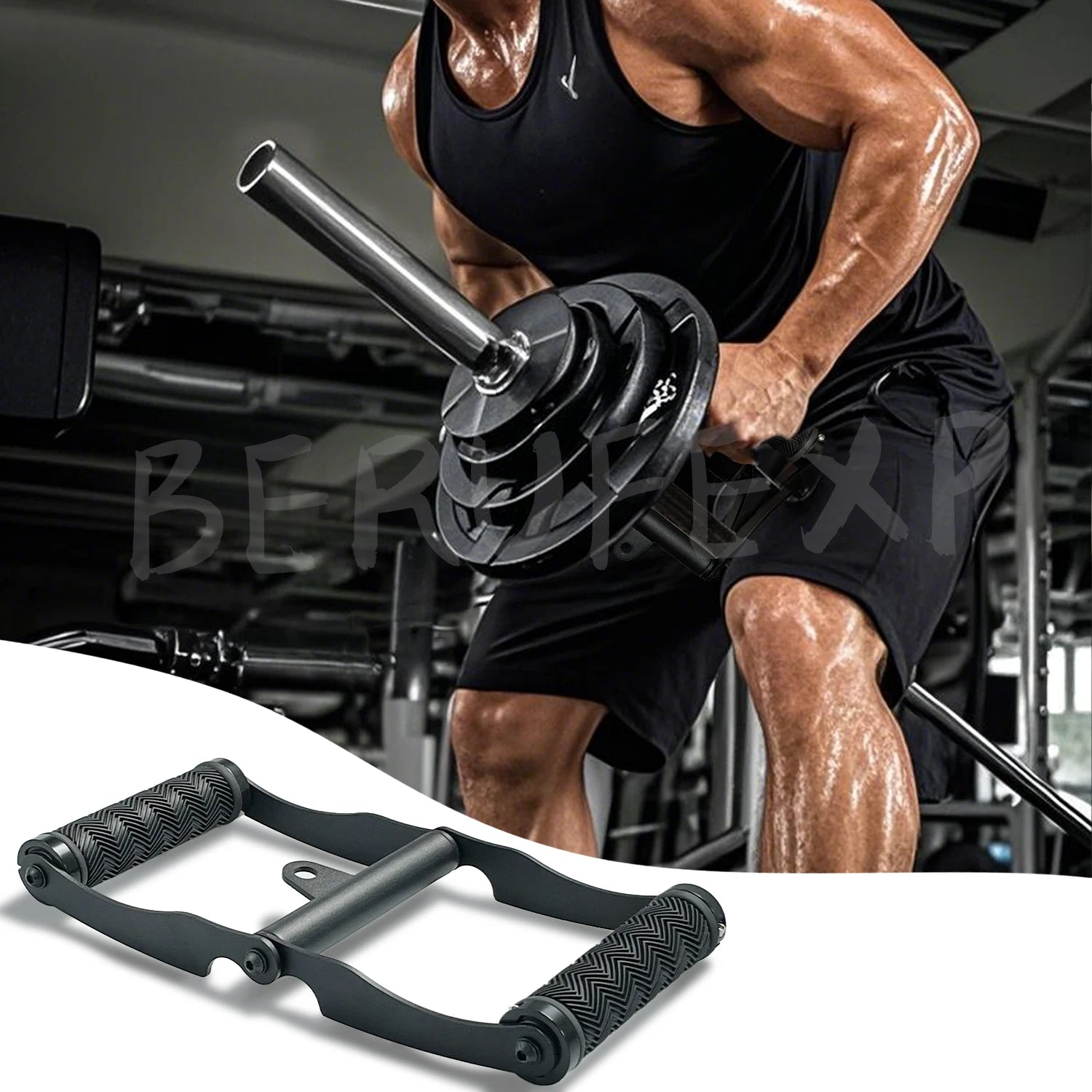 V Bar T-Bar Row Landmine Handle Attachment for Barbell Bars, Double D Handle Non-Slip Soft Rubber Cable Machine Attachments
