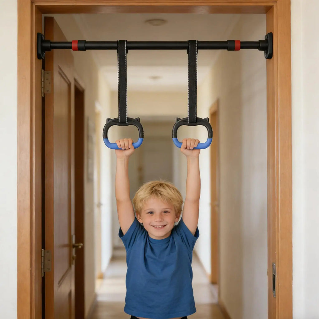 Gymnastic Rings Set Childrens Home Fitness Training Equipment with Adjustable Buckle Heightening Pull Ring for Physical Training
