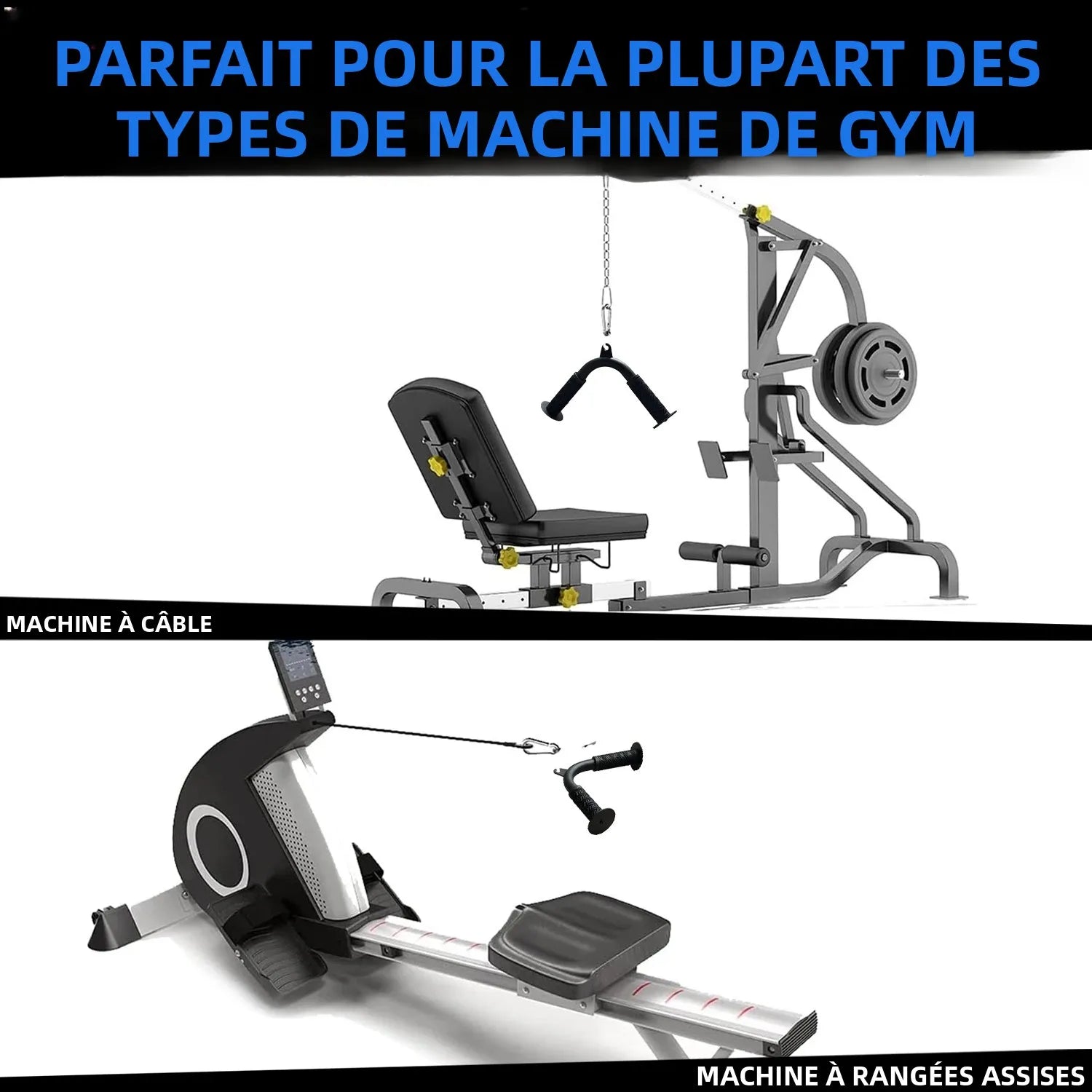 Tricep Pull Down Attachment with Skin-Friendly Rubber, V Bar Attachment Tricep Bar for Home Cable Machine Attachments