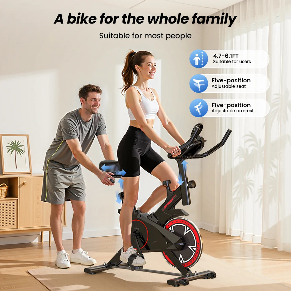 Indoor Exercise Bike 10kg Flywheel Quiet Belt Drive Spin Bike with Adjustable Resistance & LCD Display for Home Cardio Training